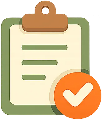 Icon of documents with a tick representing paperwork